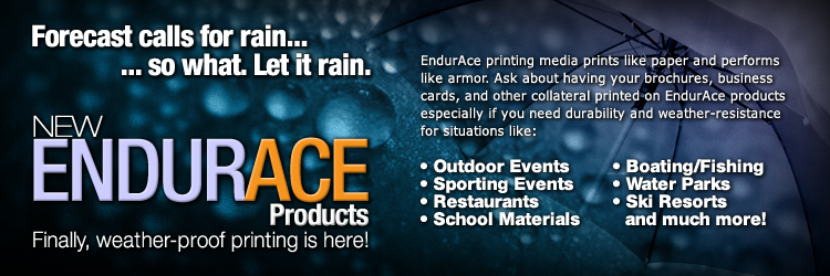 endurace, water proof, printing, durable printing, outdoor events, water reltated